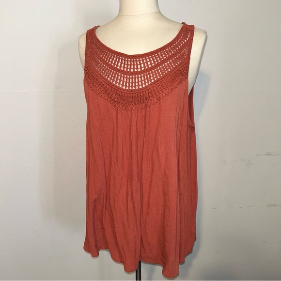 Maurices Tops - Maurices Crochet Tank Top Rust Orange